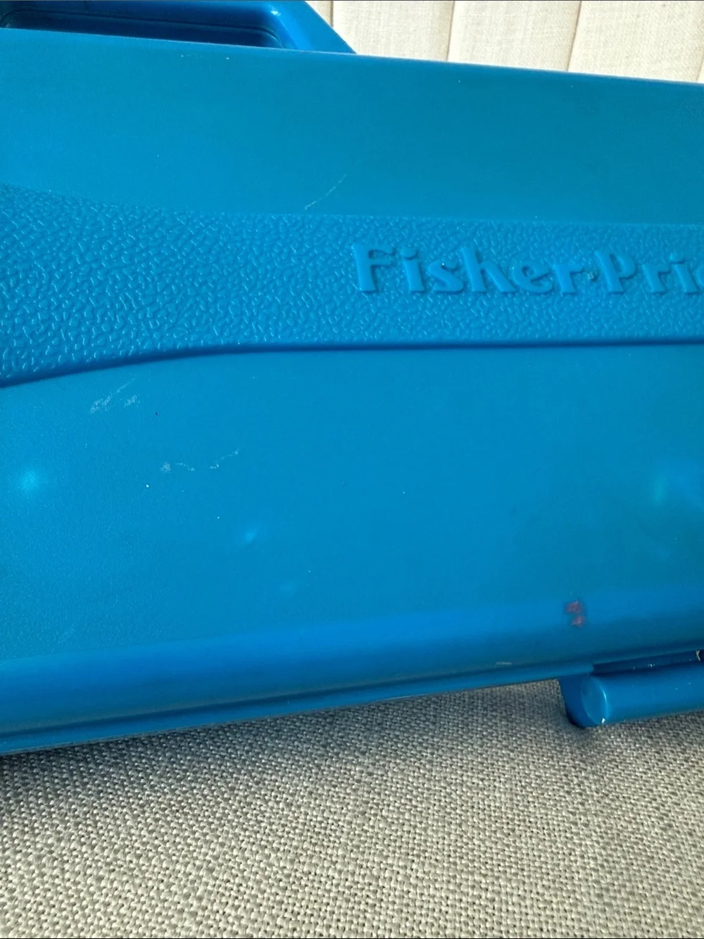 Fisher Price vintage Crazy Combo Horn set complete blue case music toy FP 80s
